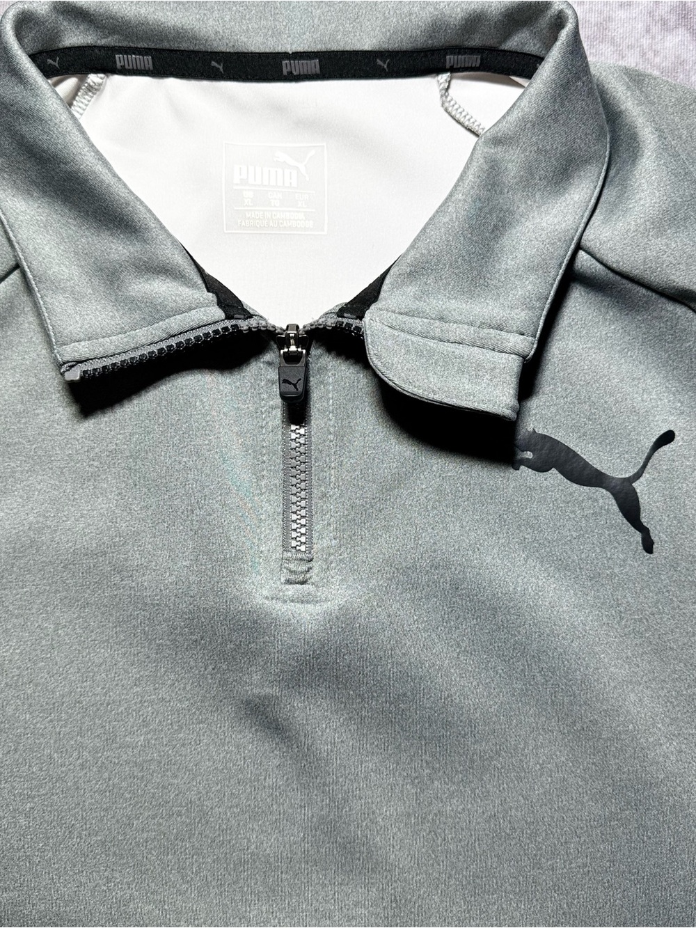Puma Silver Gray Quarter-Zip‎ Pullover with Black Puma Logo